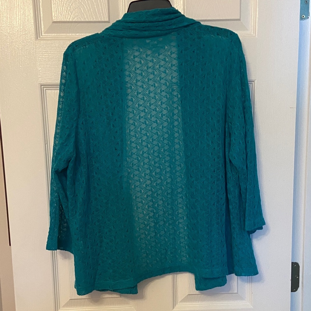 Ruby Rd. Teal Open-Front Sweater - Picture 3 of 4